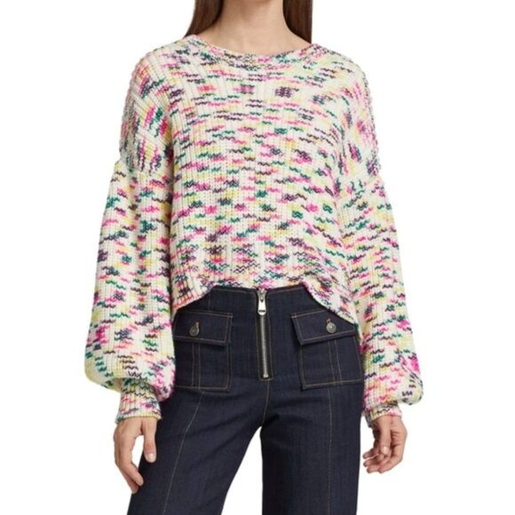 Cinq a Sept Mari Sweater Multicolor Space Dye Balloon Sleeve Chunky Knit Medium - Picture 1 of 16